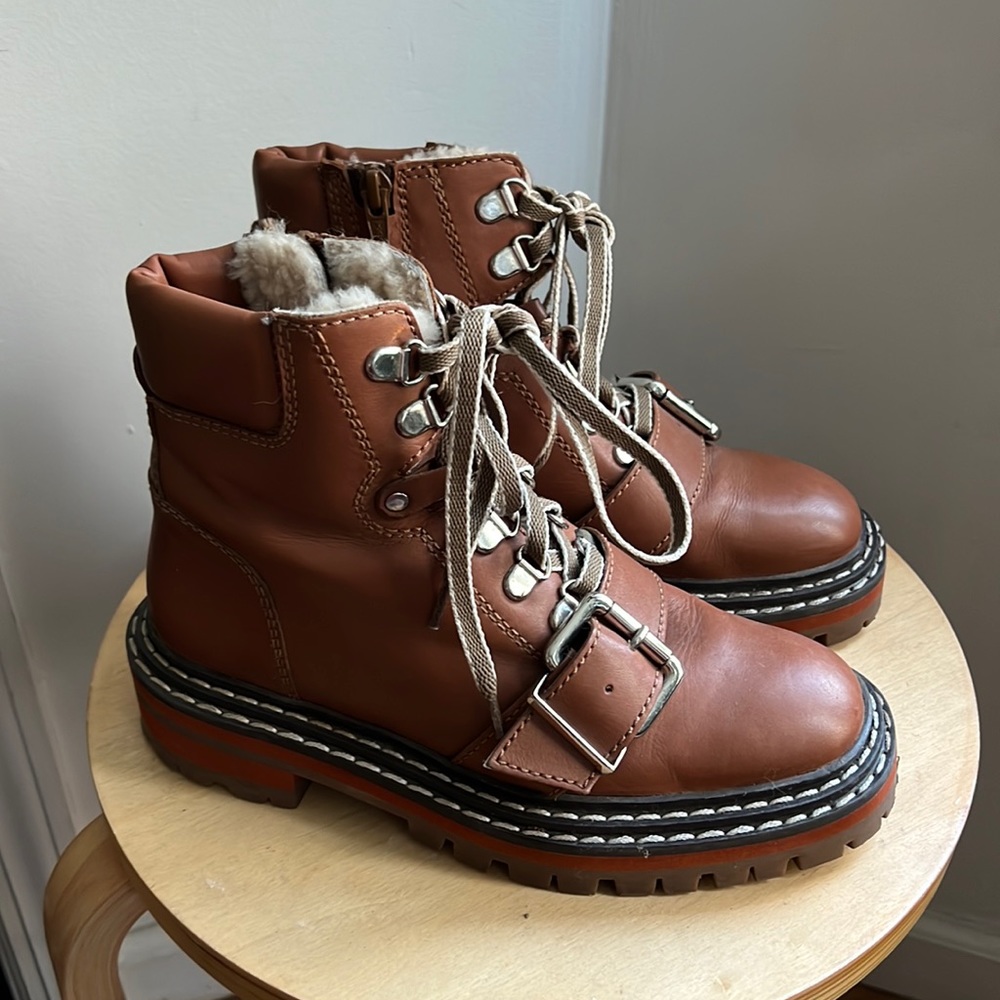 Adorable brown asos buckle hiking boots